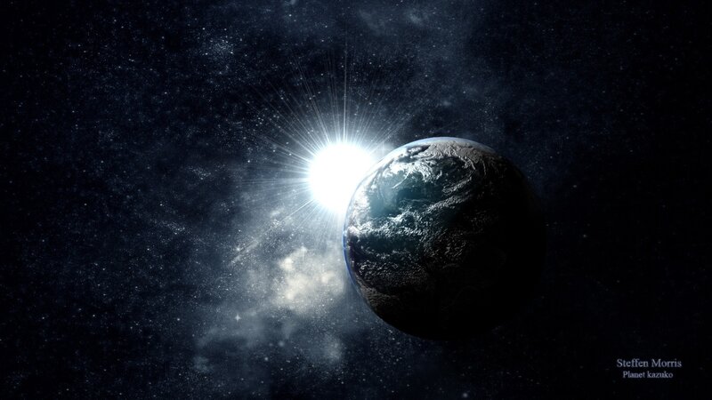 Planet in Space — Black, Dramatic, Digital Art, Star, Clouds