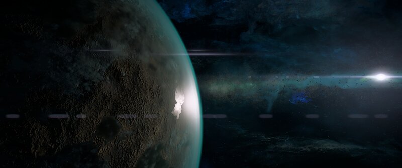 Planet in Space — Black, Dramatic, Digital Art, Star, Space Debris