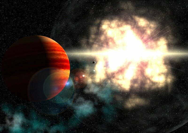 Planet in Space — Black, Dramatic, Digital Art, Star