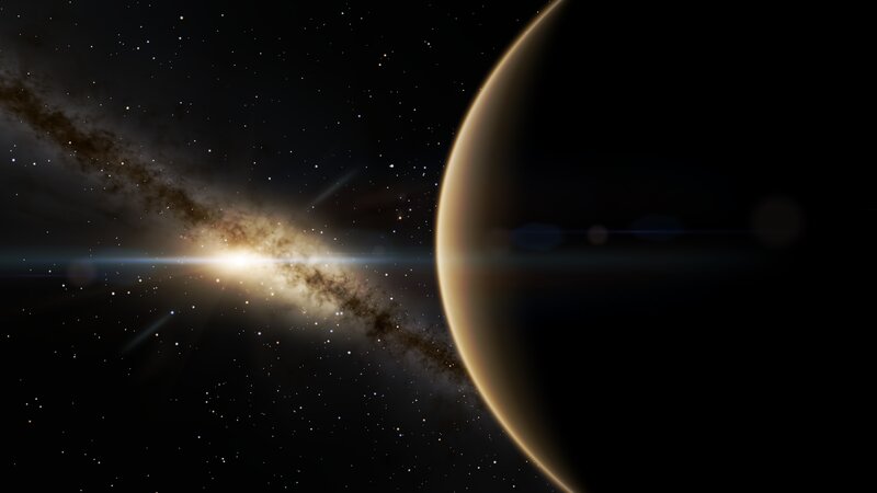 Planet in Space — Black, Dramatic, Night, Digital Art, Star, Galaxy