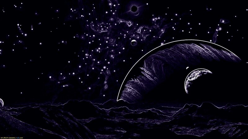 Planet in Space — Black, Dramatic, Night, Digital Art, Stars, Nebula