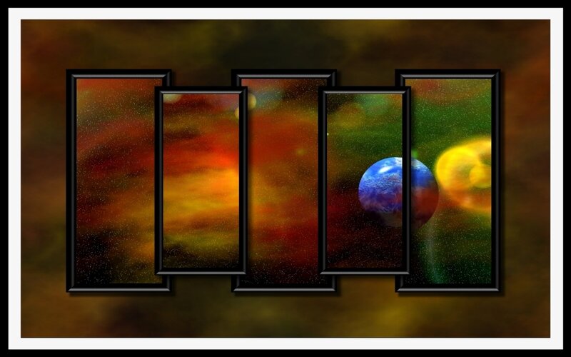 Planet in Space — Blue, Cosmic, Digital Art, Nebula