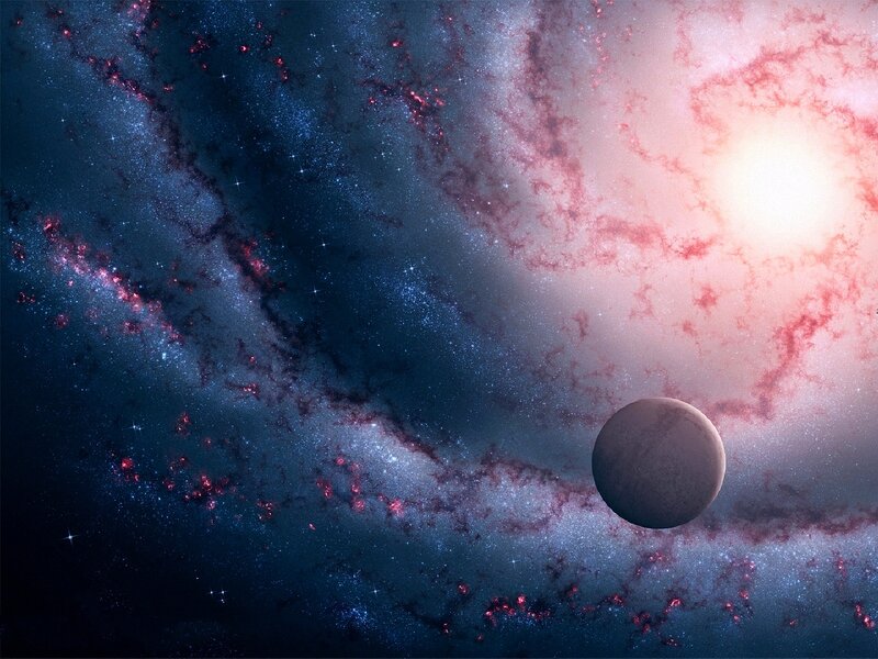 Planet in Space — Blue, Cosmic, Digital Art, Star, Nebula