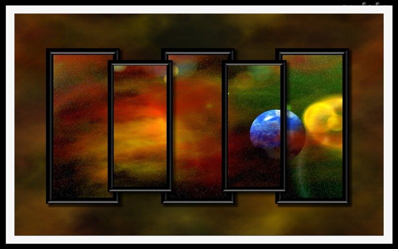 Planet in Space — Blue, Cosmic, Digital Art, Stars