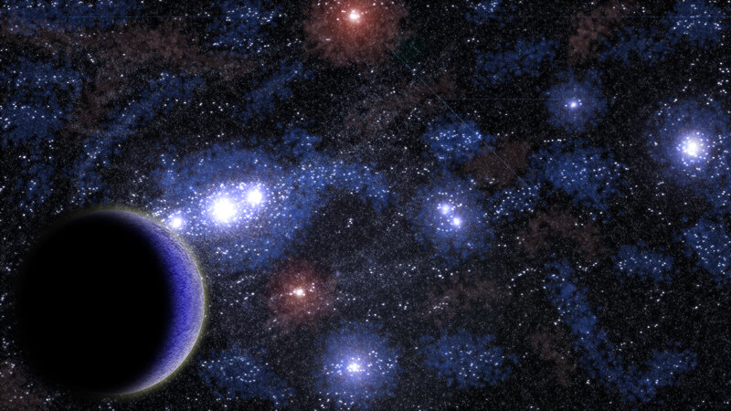 Planet in Space — Blue, Cosmic, Night, Digital Art