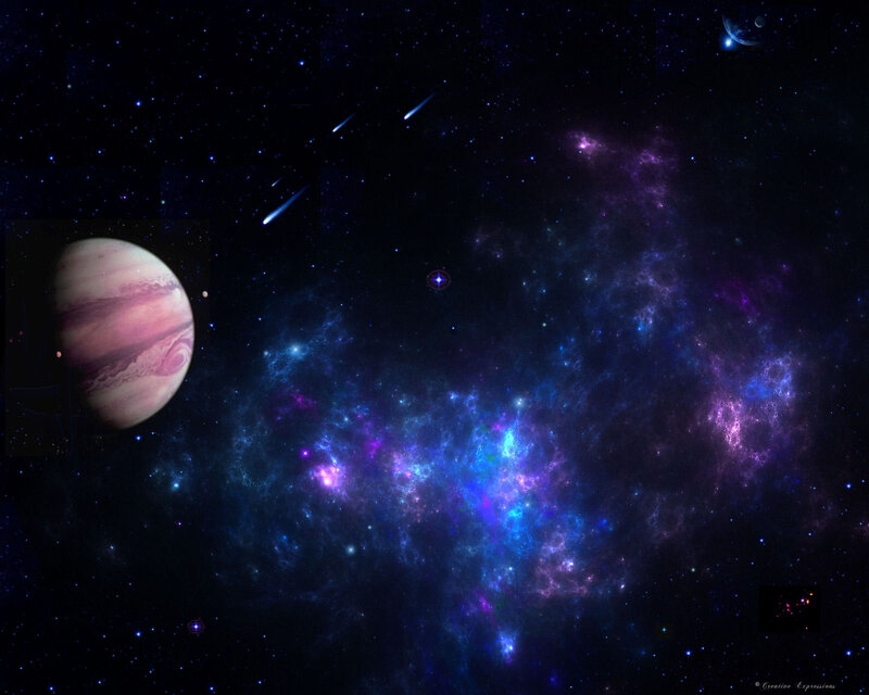 Planet in Space — Blue, Cosmic, Night