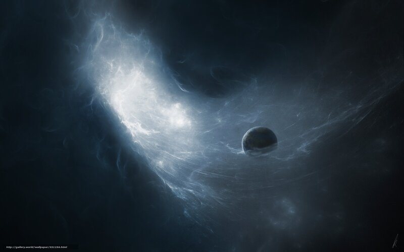 Planet in Space — Blue, Dramatic, Digital Art, Nebula, Star