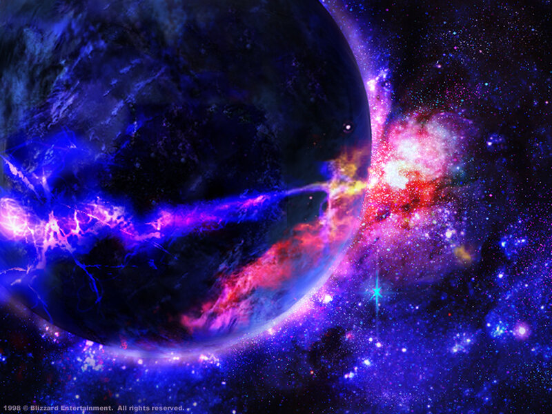 Planet in Space — Blue, Dramatic, Digital Art, Nebula, Stars
