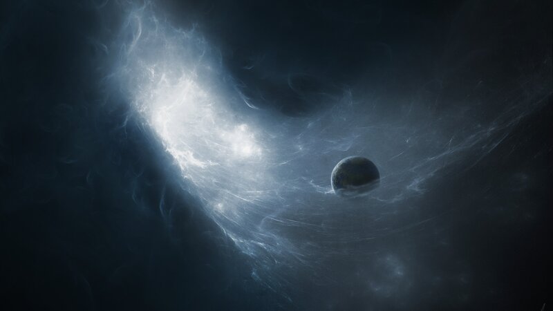 Planet in Space — Blue, Dramatic, Digital Art, Star, Nebula