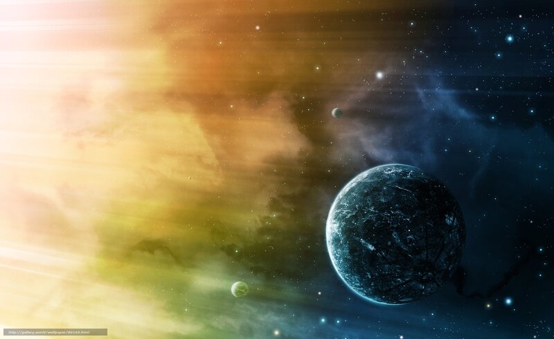 Planet in Space — Blue, Dramatic, Digital Art, Stars, Nebula