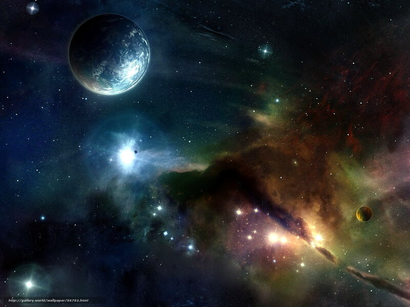 Planet in Space — Blue, Dramatic, Digital Art, Stars