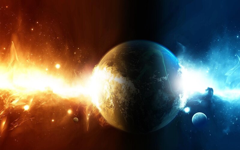 Planet in Space — Blue, Orange