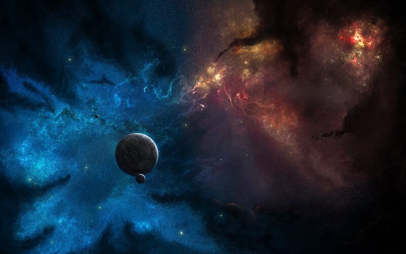 Planet in Space — Blue, Red