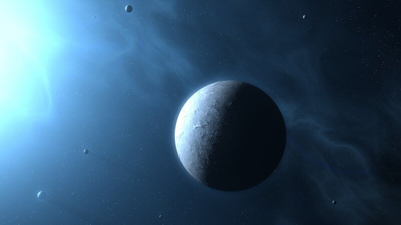 Planet in Space — Blue, Serene, Digital Art, Stars, Nebula