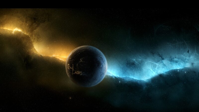 Planet in Space — Blue, Yellow