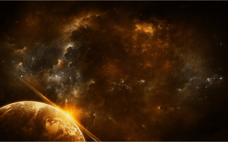 Planet in Space — Brown, Dramatic, Digital Art, Star