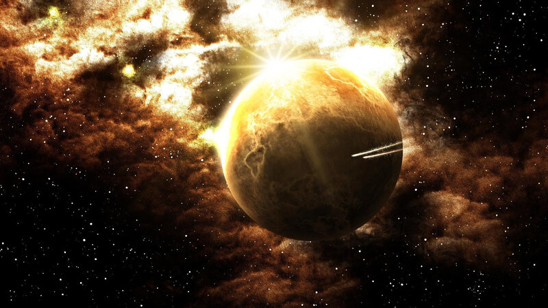 Planet in Space — Brown, Dramatic, Digital Art