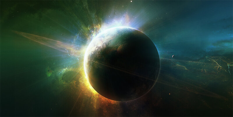 Planet in Space — Green, Dramatic