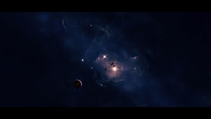 Planet in Space Nebula — Blue, Cosmic