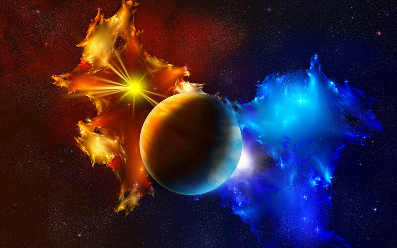 Planet in Space Nebula — Blue, Dramatic, Digital Art, Star