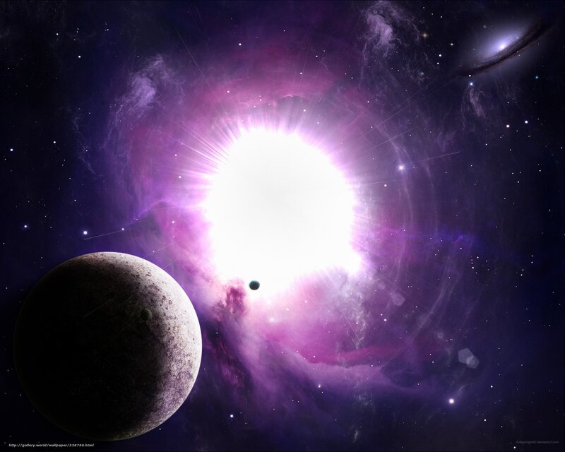 Planet in Space Nebula — Purple, Dramatic, Night