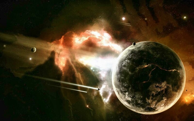 Planet in Space Nebula