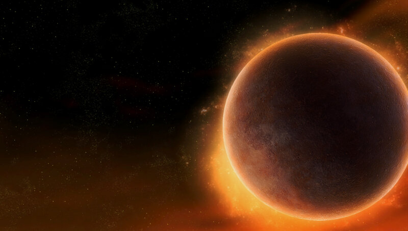 Planet in Space — Orange, Dramatic, 3d Render