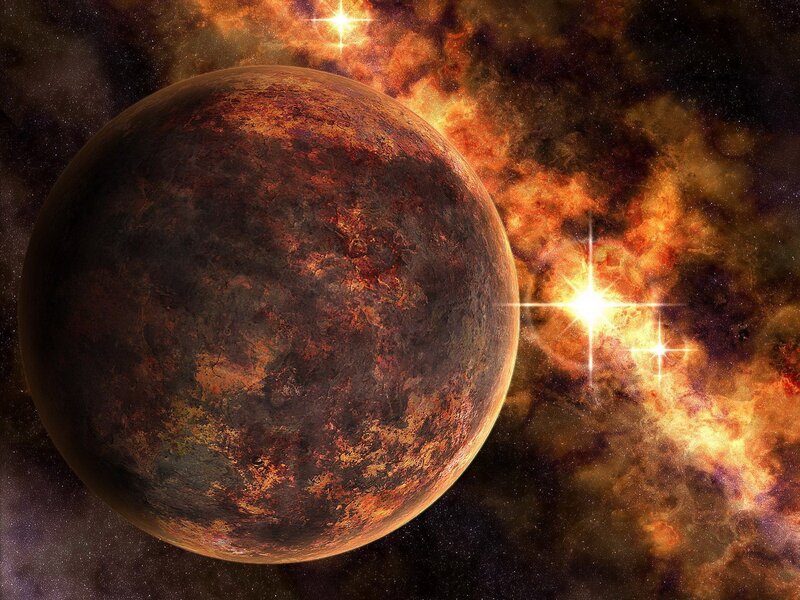 Planet in Space — Orange, Stars