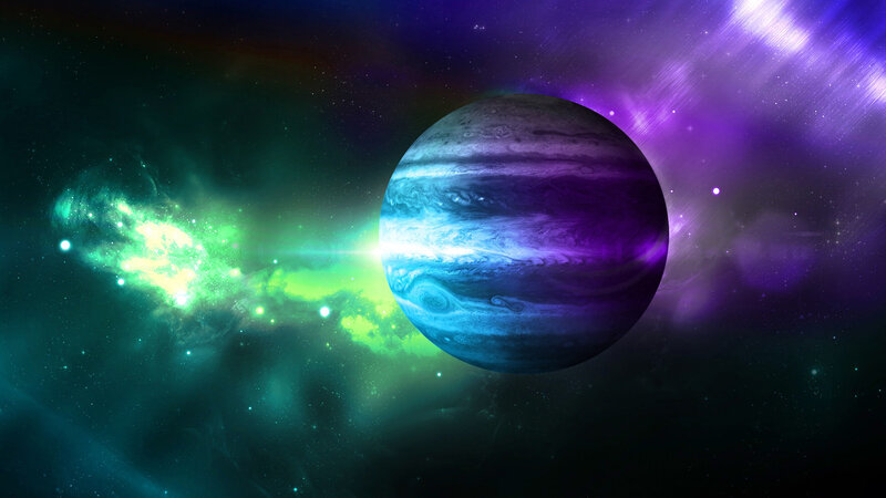 Planet in Space — Purple, Dramatic, Digital Art, Nebula, Stars