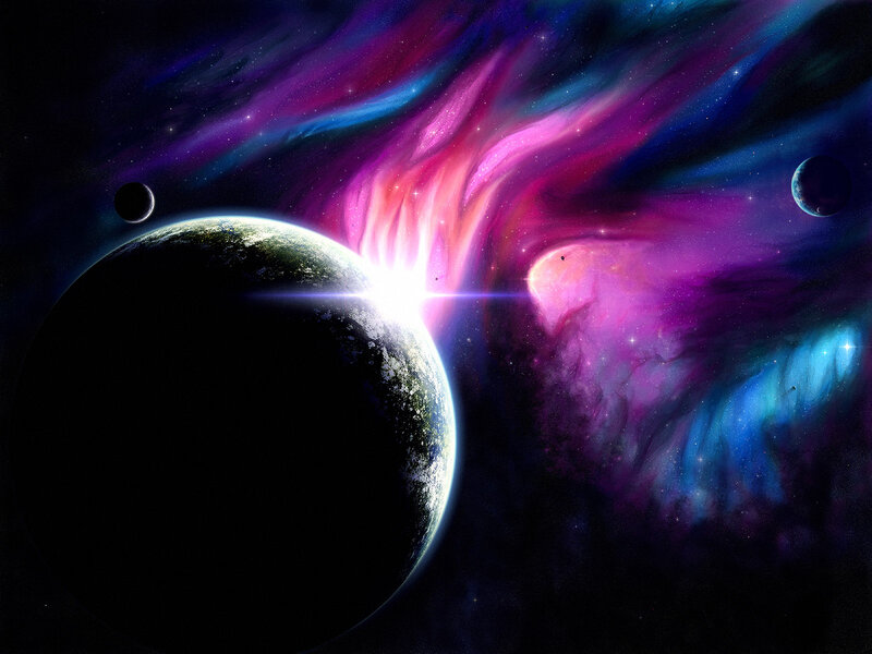 Planet in Space — Purple, Dramatic, Digital Art, Planets