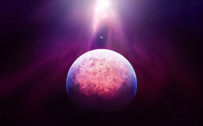 Planet in Space — Purple, Dramatic, Digital Art, Star, Nebula