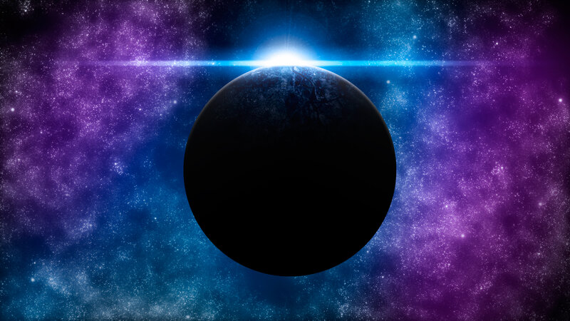 Planet in Space — Purple, Dramatic, Digital Art, Stars, Galaxy