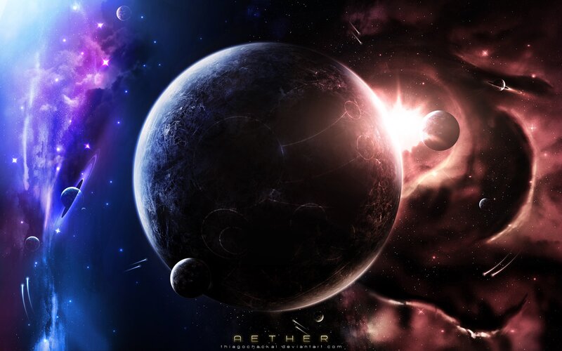 Planet in Space — Purple, Dramatic, Digital Art, Stars, Nebula, Planets