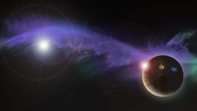 Planet in Space — Purple, Dramatic, Night, Digital Art, Star, Nebula, Black
