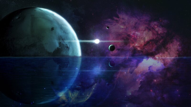 Planet in Space — Purple, Dramatic, Night, Digital Art, Star