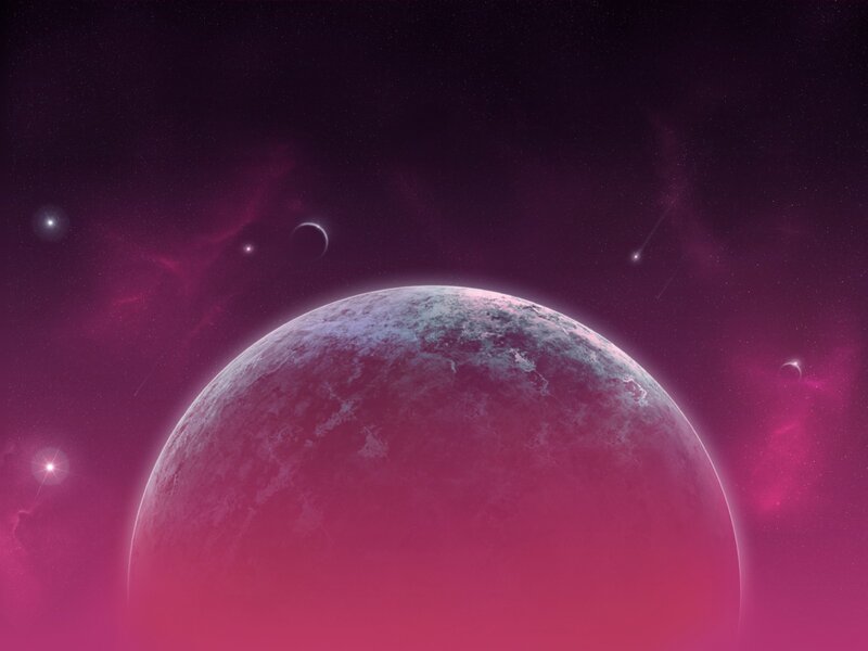 Planet in Space — Purple, Dramatic, Night, Digital Art, Stars, Nebula