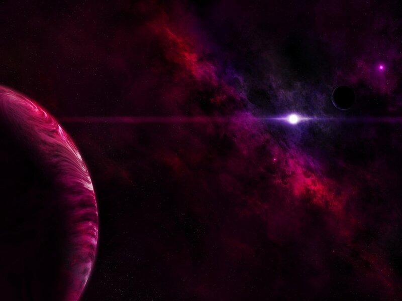Planet in Space — Purple, Dramatic, Night, Digital Art
