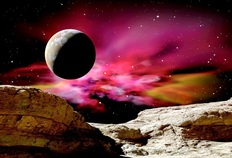 Planet in Space — Purple, Dramatic, Night