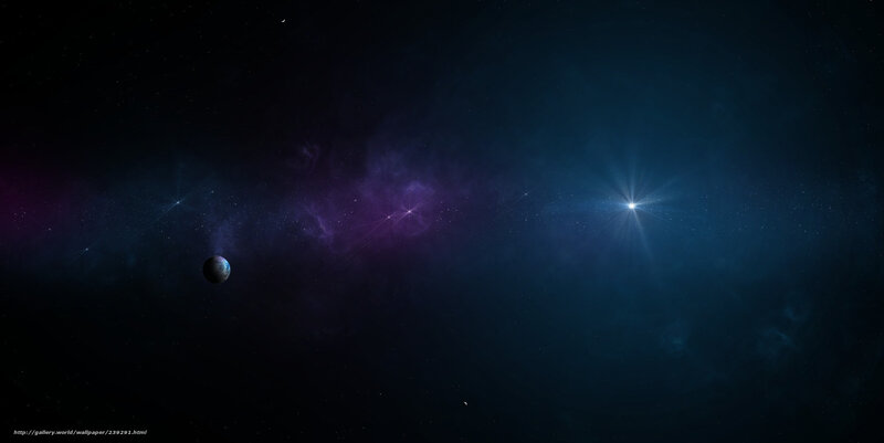 Planet in Space — Purple, Serene, Night, Digital Art