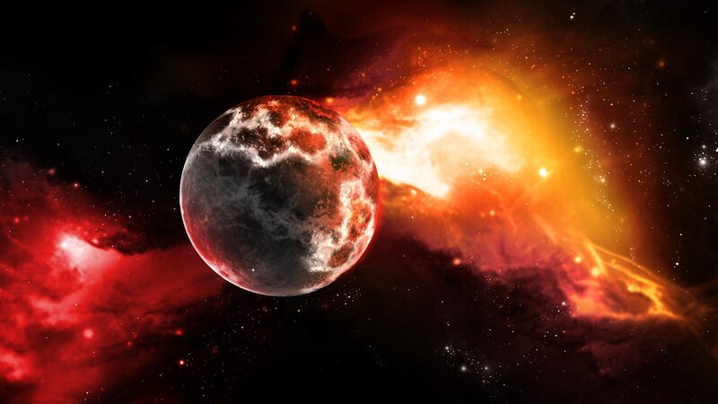 Planet in Space — Red, Digital Art