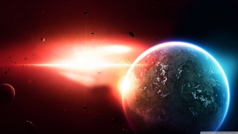 Planet in Space — Red, Dramatic, Digital Art, Star