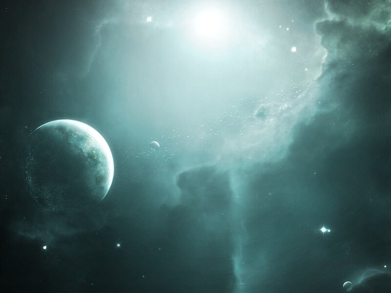 Planet in Space — Teal, Serene