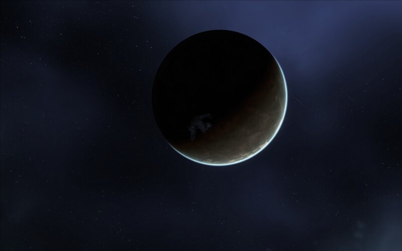 planet in space with silhouette