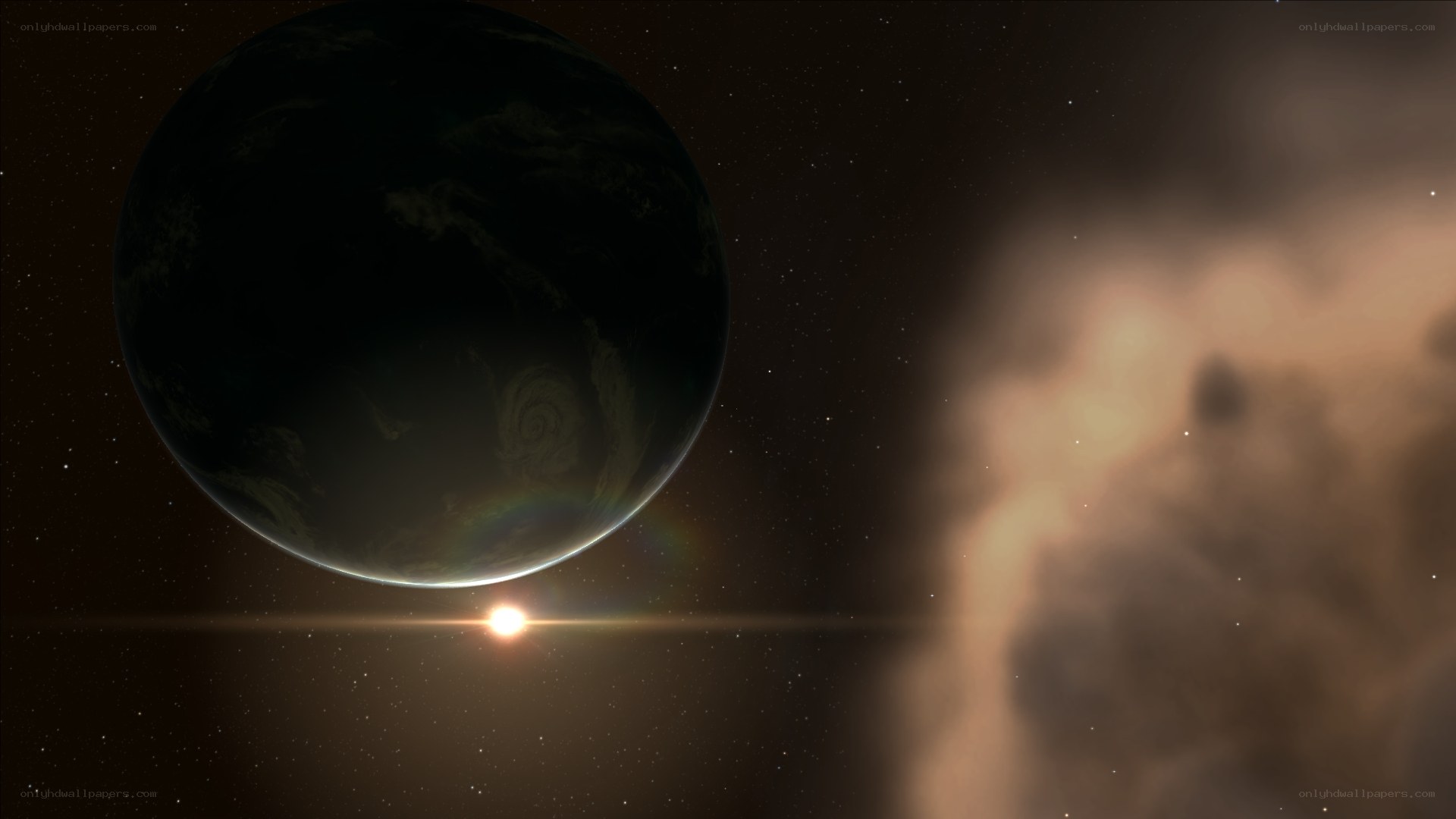 Planet in space with star