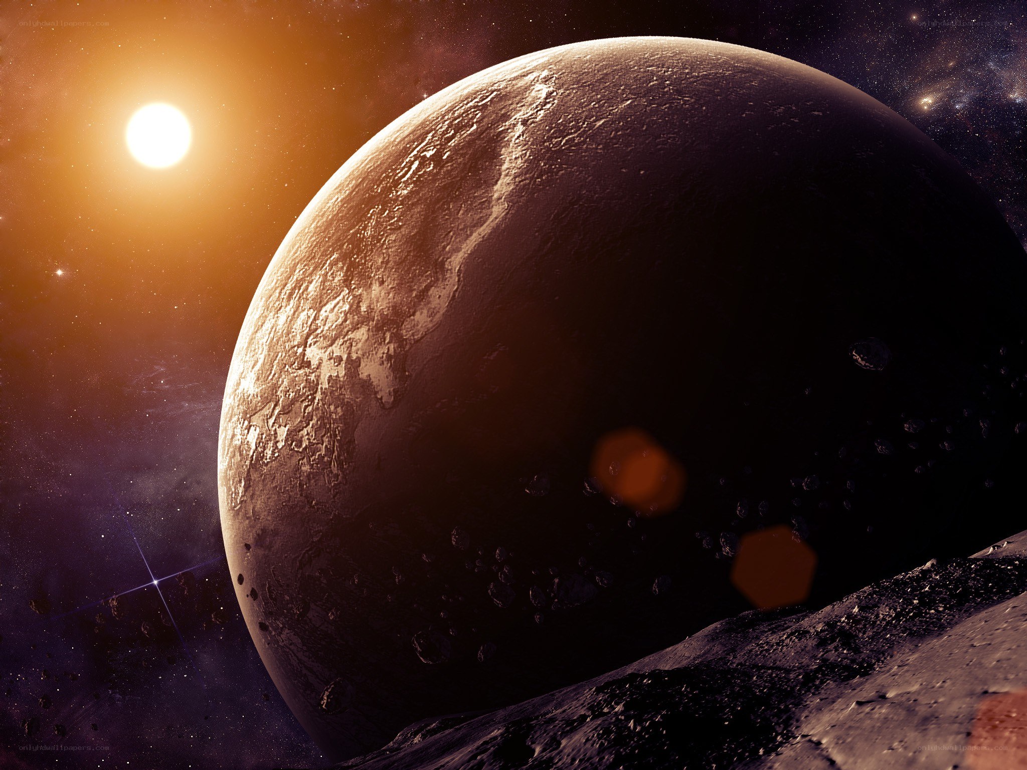Planet in space with star