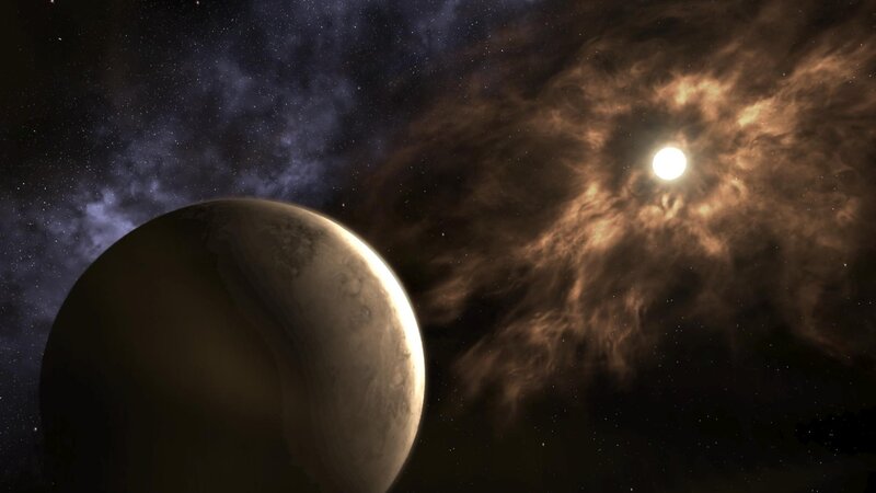 planet in space with star