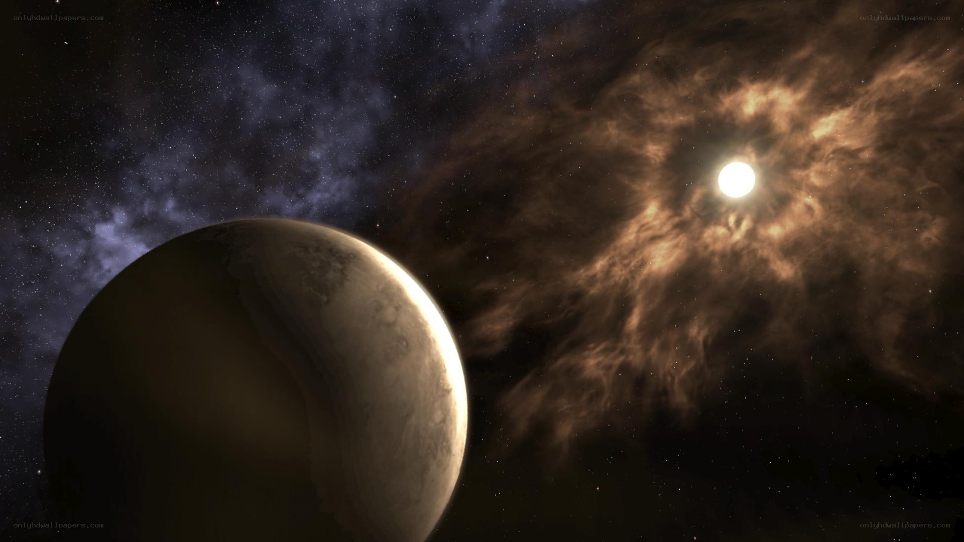 planet in space with star