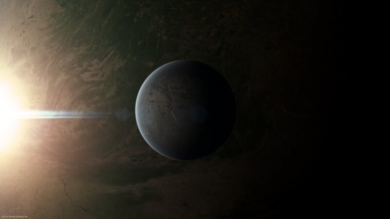 Planet in space with sun