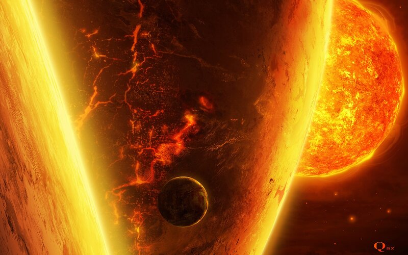Planet in Volcanic System — Orange