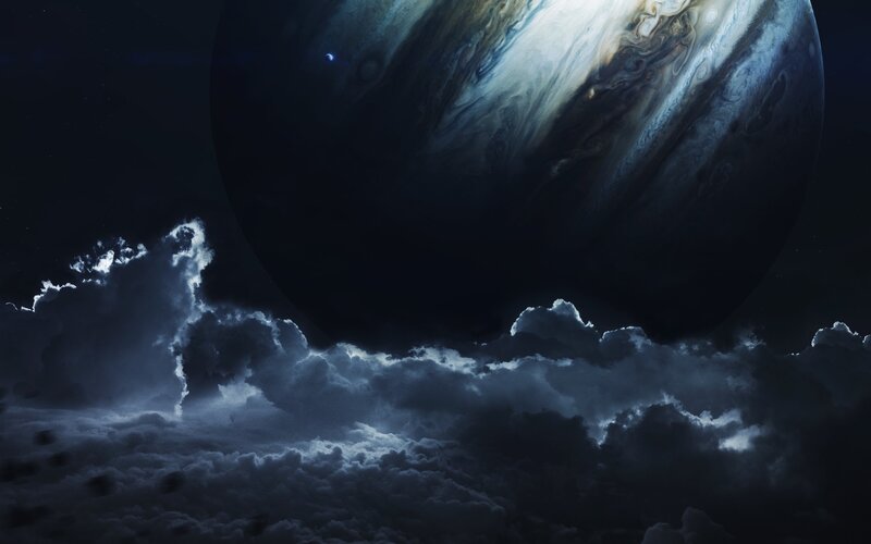 Planet Jupiter Above Clouds